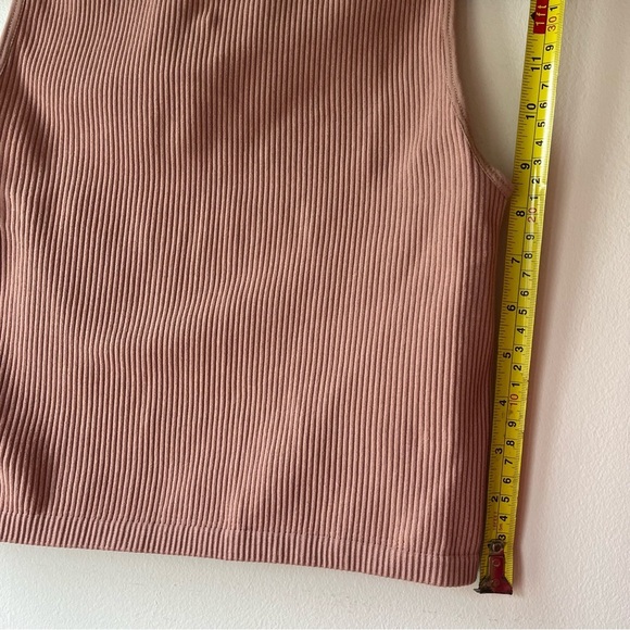 Ardene basic ribbed cropped tank top xs/small mauve pink recycled nylon blend - Picture 6 of 7